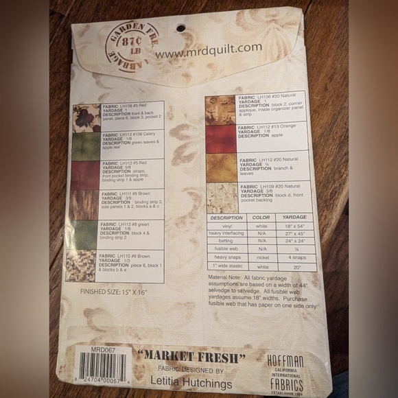 Mount Redoubt Designs by Letita Hutchings Apple spice produce bag Quilt Project - Picture 9 of 11